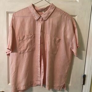 Eileen Fisher pink linen camp shirt M